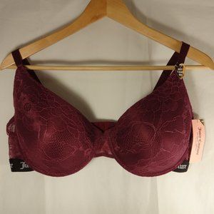 Juicy Couture Purple Lace Sexy T-Shirt Bra 42D Plum Beet It Underwire Foam Cups